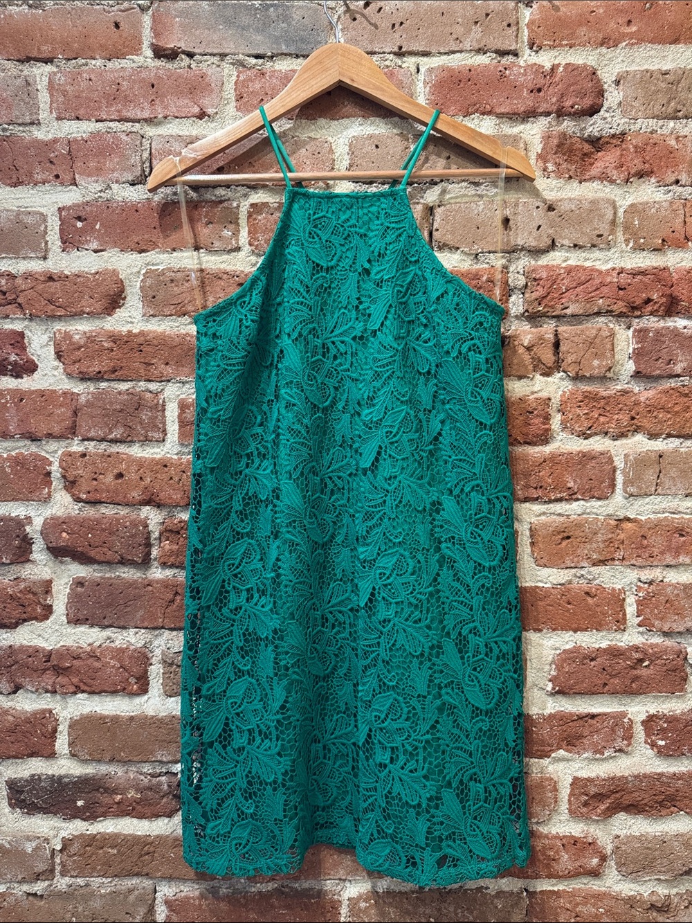Emerald Lace Halter Dress - Women